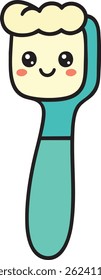 Cute cartoon toothbrush with a happy face. Ideal for dental hygiene content, kids brushing visuals, and health education.