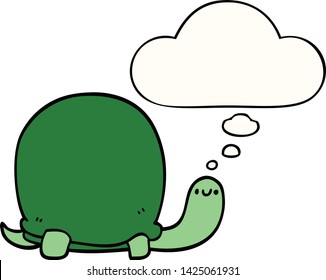 linda tortuga de dibujos animados con burbuja de pensamientos