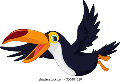 Cute Cartoon Toucan Bird Flying