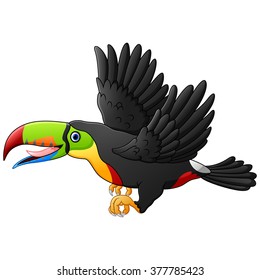 Cute Cartoon Toucan Bird Flying