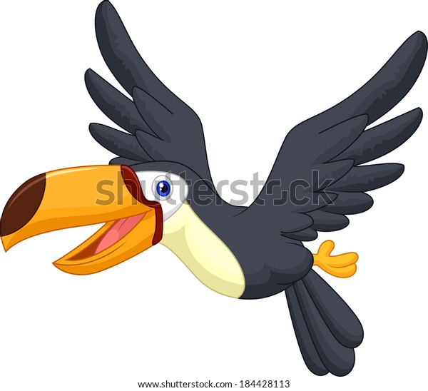 Cute Cartoon Toucan Bird Flying Stock Vector (Royalty Free) 184428113