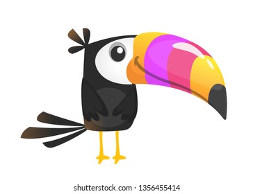 Cute cartoon toucan bird isolated