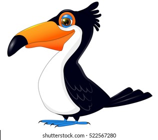 Cute cartoon toucan. Exotic bird.