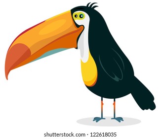 Cute Cartoon Toucan/ Illustration of a cute and funny cartoon toucan, tropical multicolored bird from brazil