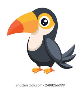 Cute cartoon toucan isolated on white background. Vector illustration.