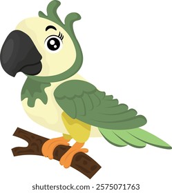 Cute cartoon toucan. Vector clipart, illustration with isolated background.