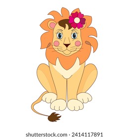 Cute cartoon toy lion. Vector hand drawn illustration art.