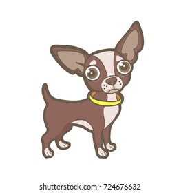 Cute cartoon toy terrier, isolated on white, small dog vector illustration