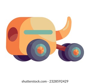 A cute cartoon tractor toy icon isolated