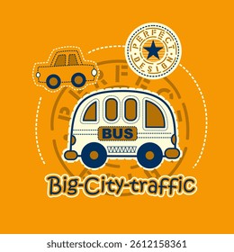 Cute Cartoon traffic car , Flat Vector Illustration