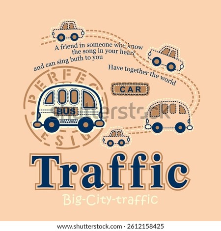 Cute Cartoon traffic  car , Flat Vector Illustration