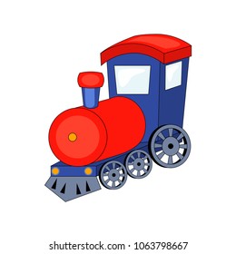 Cute cartoon train. Vector illustration isolated on white background. Vector vehicles.