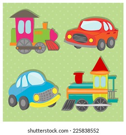 cute cartoon transportation. vector