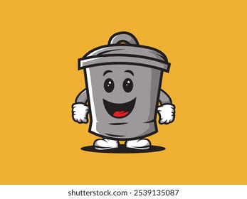 cute cartoon trash can vector illustration