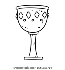 Cute cartoon treasure chalice doodle image. Goblet logo. Media highlights graphic icon