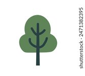 Cute cartoon tree foliage vector illustration, green tree plant in flat design style