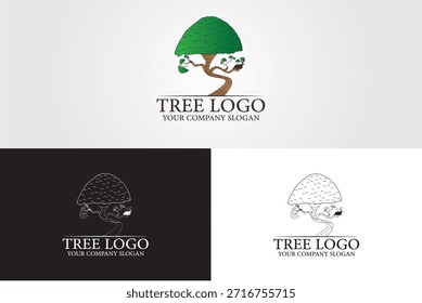 Cute Cartoon Tree Logo Vector Illustration.