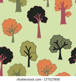 Cute cartoon tree seamless pattern 