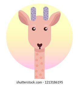 Cute cartoon trendy design little pink giraffe . African animal wildlife vector illustration icon.