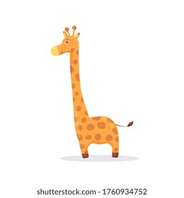 Cute cartoon trendy design little giraffe. African animal wildlife vector illustration icon. Vector illustration