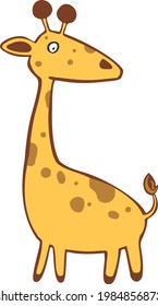 Cute cartoon trendy design little giraffe with closed eyes.