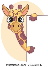 Cute cartoon trendy design little giraffe