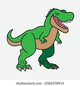 Cute Cartoon T-Rex Dinosaur with white Background