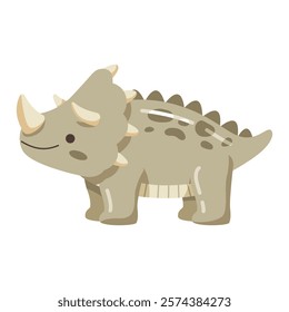 Cute Cartoon Triceratops Character Illustration
