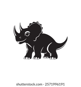 Cute cartoon triceratops dinosaur character in a playful pose.