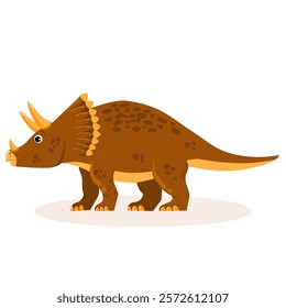 Cute cartoon Triceratops in a playful pose, perfect for kids' designs, educational materials, and fun projects.