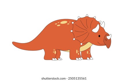 Cute cartoon triceratops. Prehistoric animal. Vector flat illustration