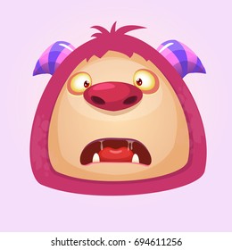 Cute cartoon troll head. Vector illustration of goblin for children book, sticker, print