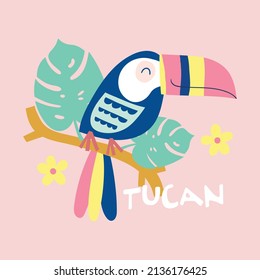 Cute Cartoon Tucan Bird Vector Illustration