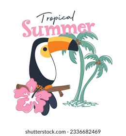 cute cartoon tucan parrot vector illustration