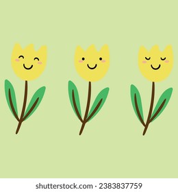 Cute cartoon tulip flower illustration with cute handwriting. cute animal wallpapers, backgrounds and cards