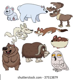 Cute cartoon tundra dwelling animals. All in separate layers for easy editing.