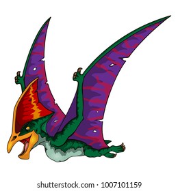 Cute cartoon tupandactylus . Isolated illustration of a cartoon dinosaur.