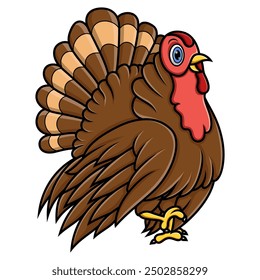 Cute cartoon turkey on white background