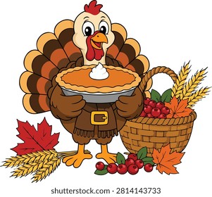 Cute cartoon turkey serving