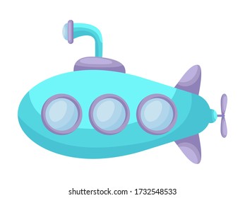 Cute Cartoon Turquoisepurple Submarine Periscope Design Stock Vector ...