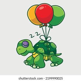 cute cartoon turtle balloon. isolated cartoon animal illustration vector