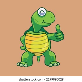 cute cartoon turtle give a thumb. isolated cartoon animal illustration vector
