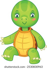 Cute cartoon turtle with a happy expression, perfect for kids projects