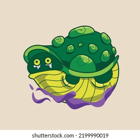 cute cartoon turtle hiding on shell. isolated cartoon animal illustration vector