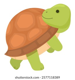 Cute cartoon turtle illustration with adorable smiling character in a vibrant and colorful wildlife vector design, perfect for kids' educational storybooks and preschool themes