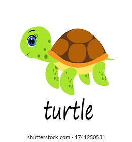 cute cartoon turtle illustration, vector character