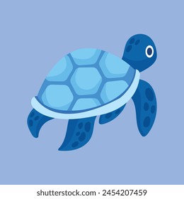 Cute cartoon turtle isolated on a white background.