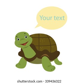Cute  cartoon turtle isolated.  Vector illustration