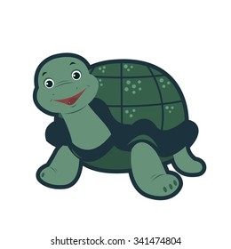 Cute  cartoon turtle isolated.  Vector illustration