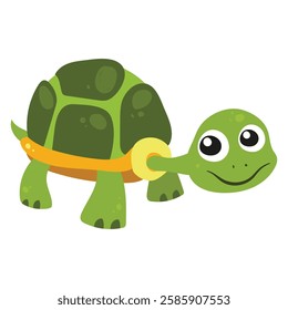 Cute cartoon turtle on white background. Vector illustration for kids